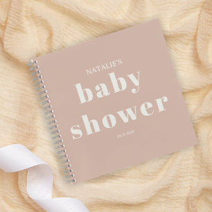 Notizbuch für Baby-Party mit rosa Sandstein-Typogr