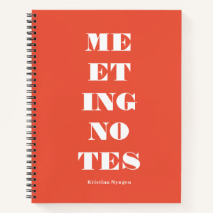 Notizbuch für moderne Typografie in Orange für Bes