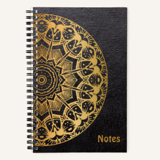 Notizbuch Mandala Farbe Gold und Leder
