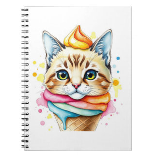 Notizbuch mit Eiscreme und Katze Notizblock