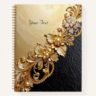 Notizbuch mit goldenen floralen Verzierungen
