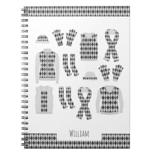 Notizbuch mit grauem Argyle-Muster-Foto Notizblock