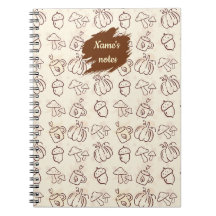 Notizbuch mit individuellem Namen und Herbstmuster