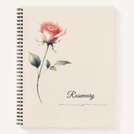 Notizbuch mit individuellem Namen und rosa Rose
