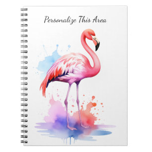 Notizbuch mit individuellem Wasserfarb-Flamingo Notizblock