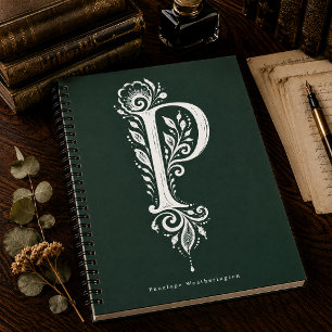 Notizbuch mit Linolschnitt-Botanik-Monogramm Buchs Notizblock