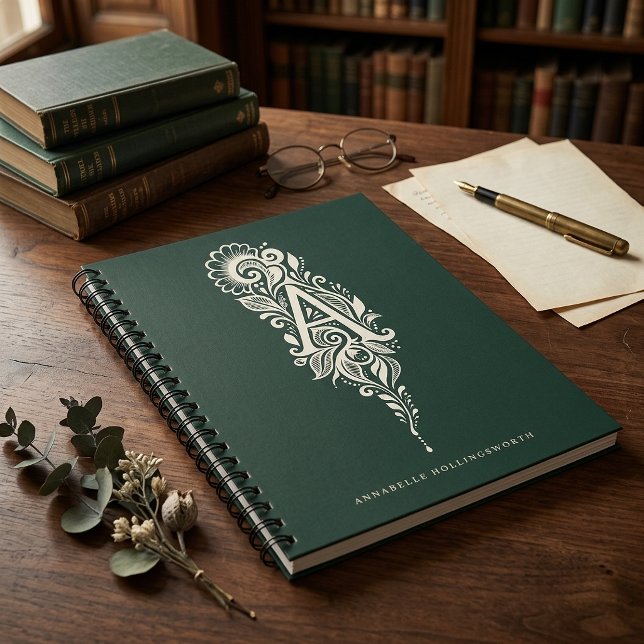 Notizbuch mit Linolschnitt-Botanik-Monogramm Buchs Notizblock (Von Creator hochgeladen)