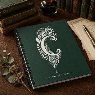 Notizbuch mit Linolschnitt-Monogramm Buchstabe C B Notizblock