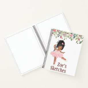 Notizbuch mit personalisierbarer Ballerina-Skizze