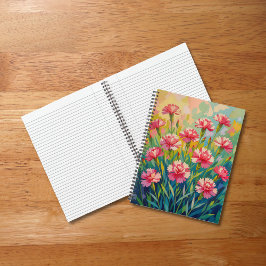 Notizbuch mit rosa Nelken