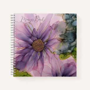 Notizbuch mit rosa und lila Alkoholfarbe Blume