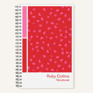Notizbuch mit rotem Ditsy-Blumenmuster