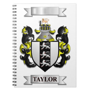 Notizbuch mit Taylor Nachname und Schild Notizblock