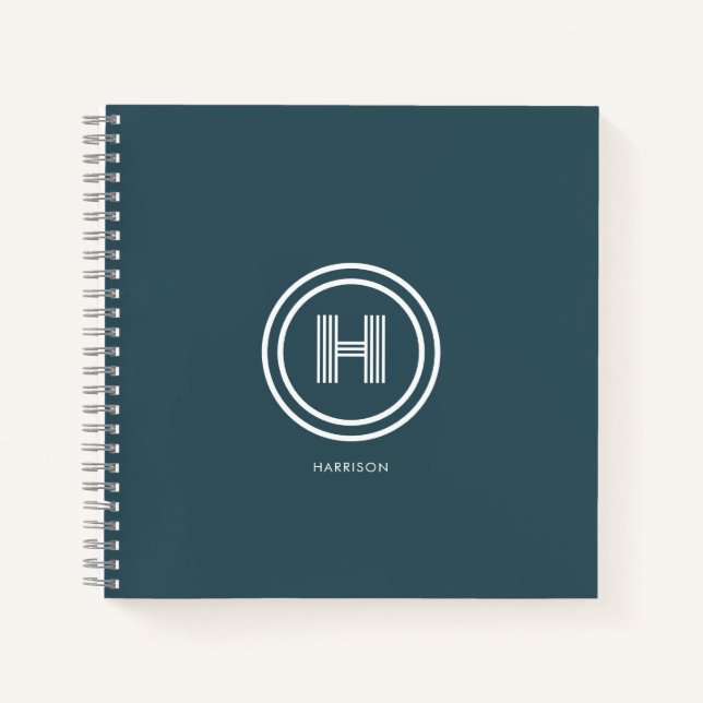 Notizbuch | Moderne einfache Form monogrammiert (Vorderseite)