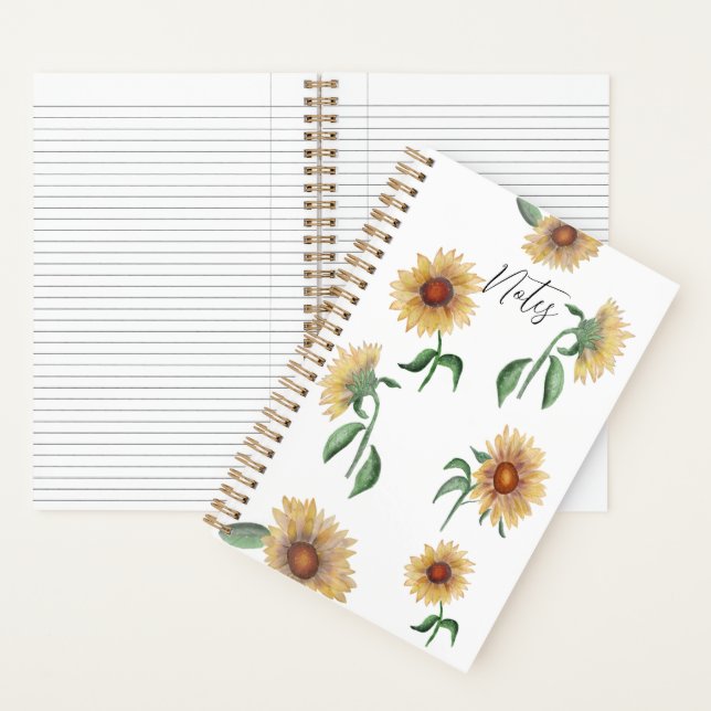 Notizbuch | Sonnenblume | 5,5 x 8,5 | Wasserfarbe (Innen)
