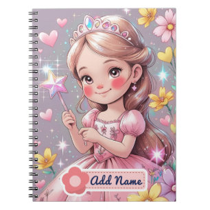 Notizbuch süße Prinzessin   Anpassbarer Name Notizblock