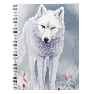 Notizbuch weißer Wolf (80 Seiten mit schwarzen Notizblock