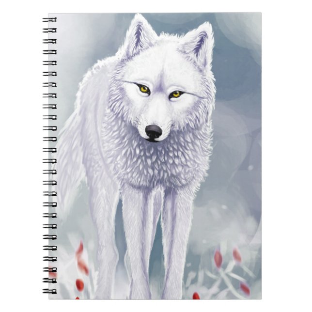 Notizbuch weißer Wolf (80 Seiten mit schwarzen Notizblock (Vorderseite)