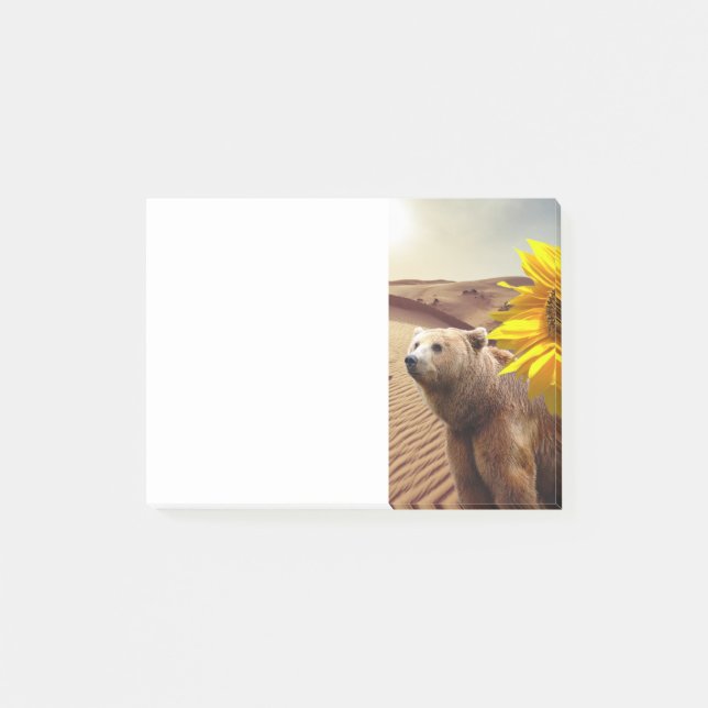 Notizen Post it Notes, Sunflower Polar Bear Floral (Vorderseite)