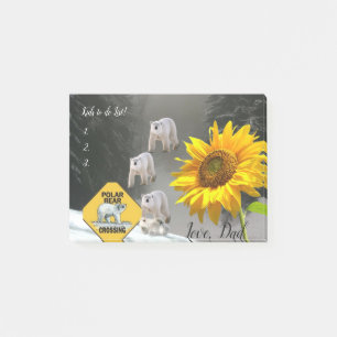 Notizen Post it Notes, Sunflower Polar Bear Floral