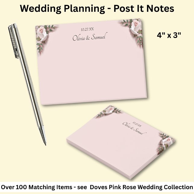 Notizen Rosa Rosen & Tauben Hochzeit (Von Creator hochgeladen)