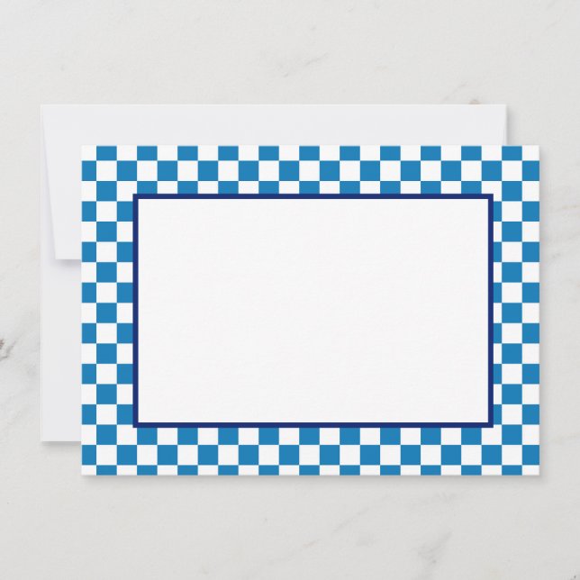 Notizkarte - Blau-Weiß Karo Mitteilungskarte (Vorderseite)