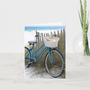 Notizkarte Blaues Fahrrad mit Muscheln Karte