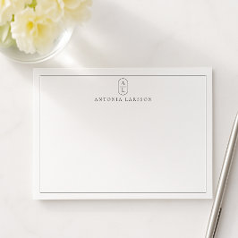 Notizkarte für die Minimalistische weiße Monogramm Mitteilungskarte