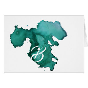 Notizkarten mit Monogramm - Wasserfarben-Splat Tea