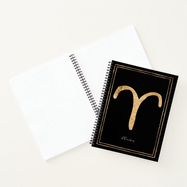 Notizzettel mit goldstilisierten Aries Notizbuch (Innenseite)