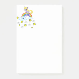 Notizzettel Unicorn Regenbogen Wolken Sterne