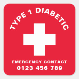 Notkontakt Diabetes 2 Diabetikerrot Quadratischer Aufkleber