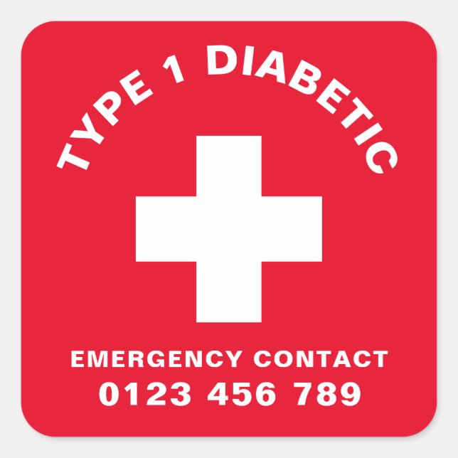 Notkontakt Diabetes 2 Diabetikerrot Quadratischer Aufkleber (Vorderseite)