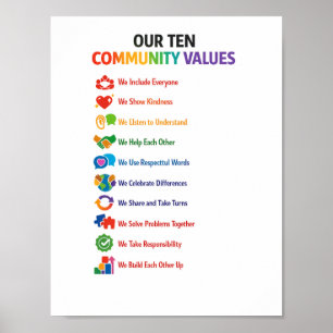 Notre affiche des dix valeurs communautaires 8.5x1