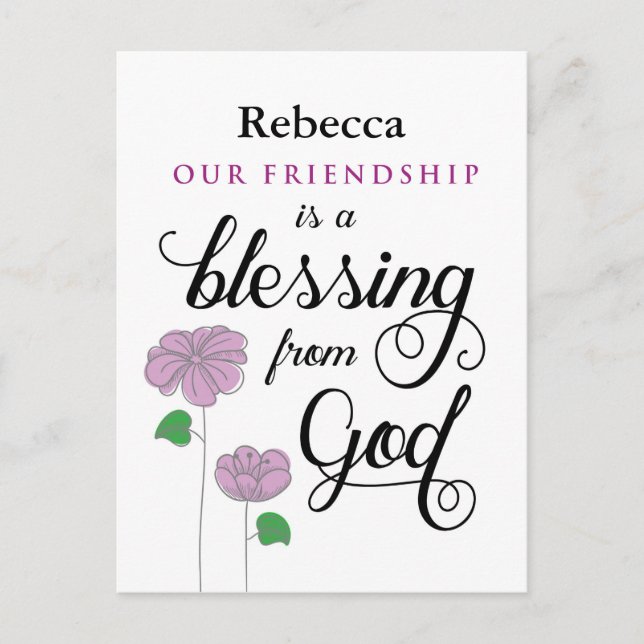 Notre amitié est une bénédiction de Dieu Carte pos (Devant)