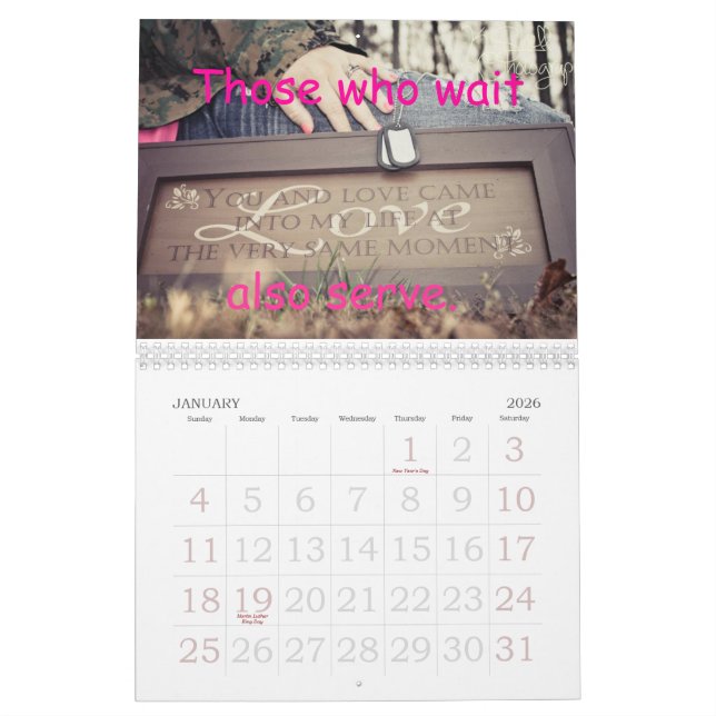 Notre amour est calendrier fort militaire (Jan 2026)
