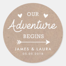 Notre aventure commence kraft mariage autocollant