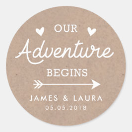 Notre aventure commence kraft mariage autocollant