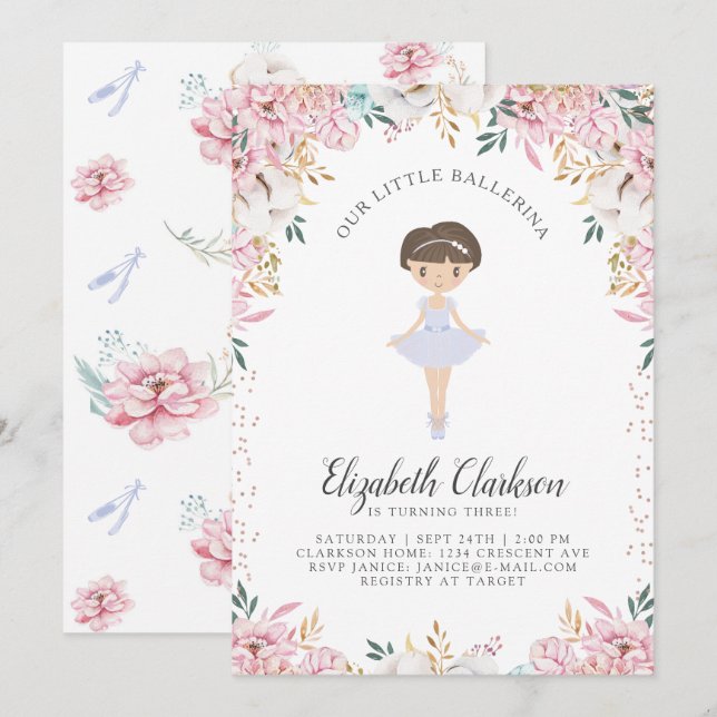 Notre Carte d'Anniversaire Petite Ballerina (Devant / Derrière)