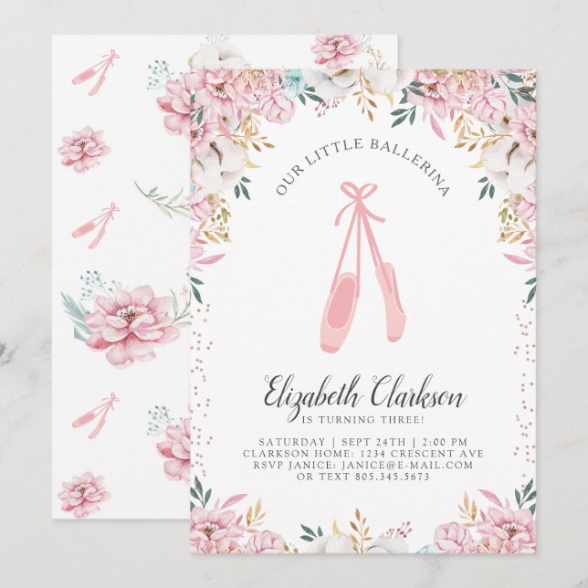 Notre Carte d'Anniversaire Petite Ballerina (Devant / Derrière)