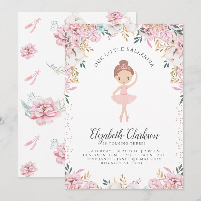 Notre Carte d'Anniversaire Petite Ballerina (Devant / Derrière)