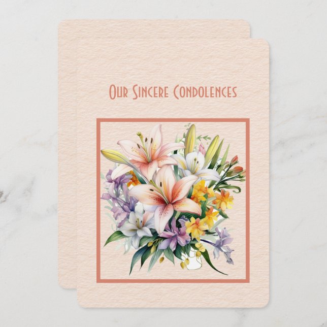 Notre carte de notes Condolences Sincères (Devant / Derrière)