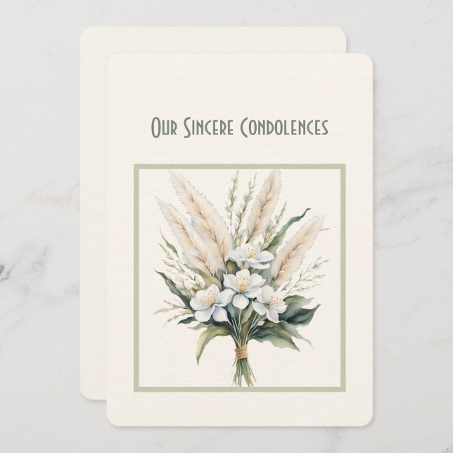 Notre carte de notes Condolences Sincères (Devant / Derrière)