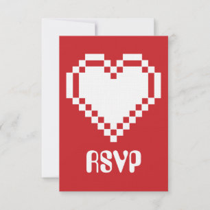 Notre carte de réponse 'Nos cœurs 8 bits en cerise