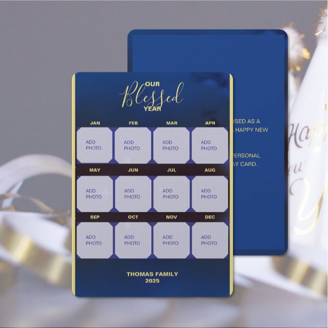 Notre carte de vœux de vacances de l'année bénie F (Our Blessed Year Flat Holiday Photo Card (front and back))