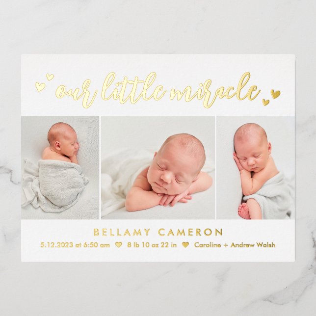 Notre carte postale Miracle Foil Baby Faire-part d (Recto)