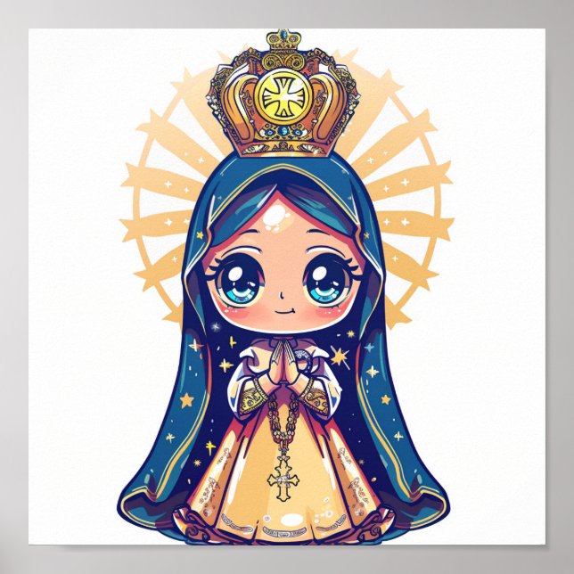 Notre Dame Aparecida, jolie affiche style kawaii (Devant)