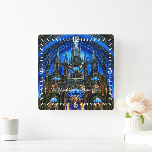 Notre Dame Basilica Altar Quadratische Wanduhr (Zuhause)