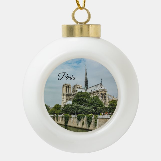 Notre Dame Cathedral in Paris Keramik Kugel-Ornament (Vorderseite)