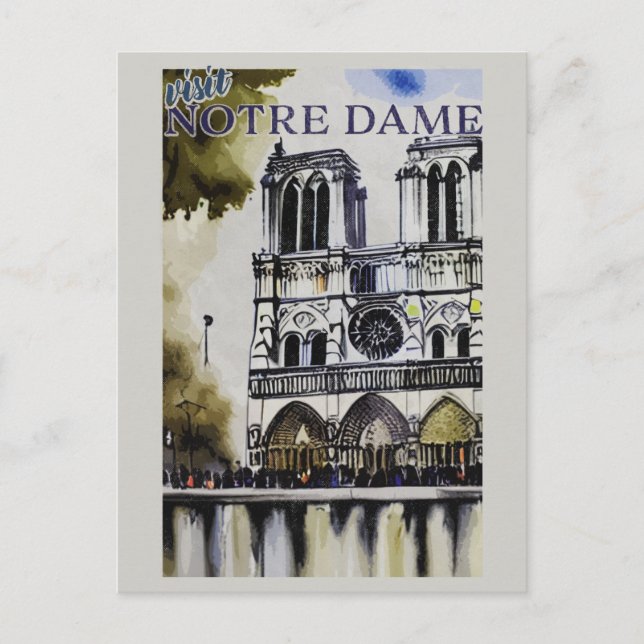 Notre Dame Cathedral Paris - Frankreich Vintag Postkarte (Vorderseite)